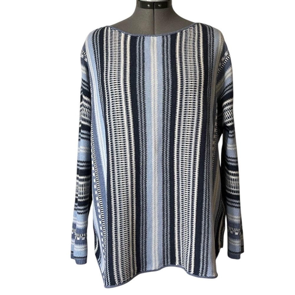 Chaps striped boat neck cotton blend tunic sweater 2X